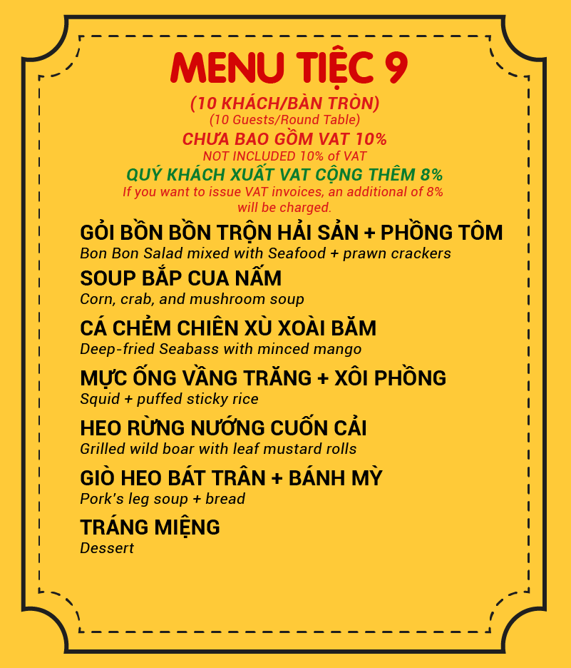 Menu Tiệc 9