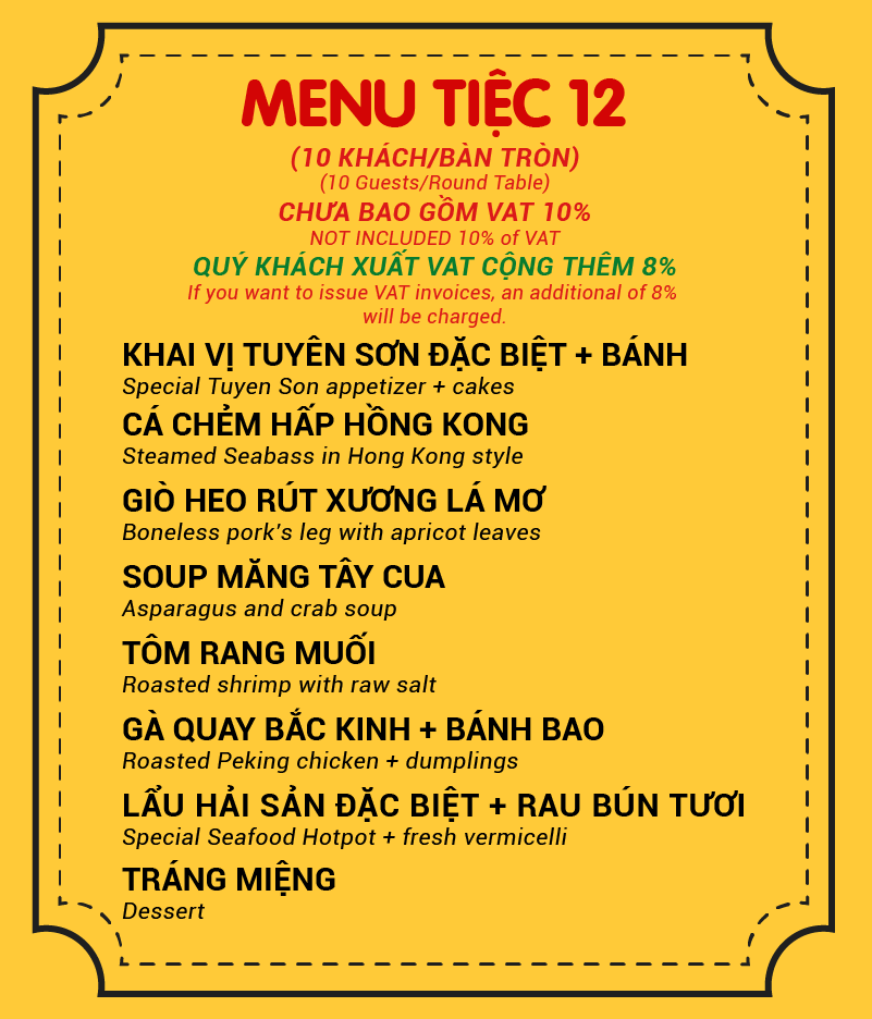 Menu Tiệc 12